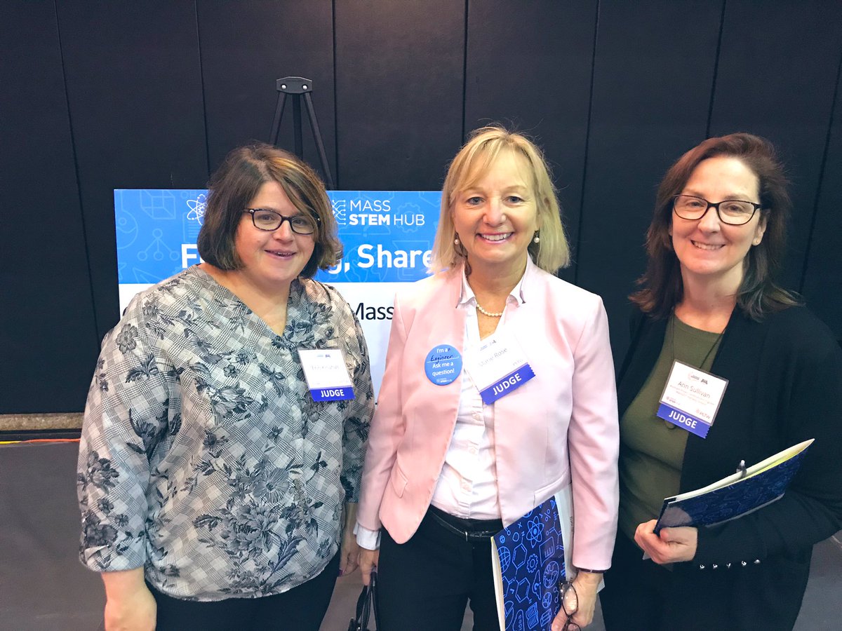 margojsouza's tweet photo. @MassDOT HWY Div. Engineers Marie Rose, Ann Sullivan and Erin Kinahan judging impressive HS โProject Lead The Wayโ STEM projects at the @MASS_STEMHub Student Showcase #engineering #MassSTEMHub #STEM #MSHShowcase #PLTWMA https://t.co/g4J9gdKuSD
