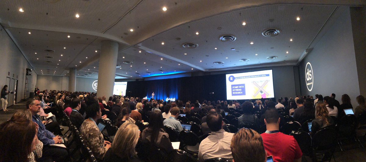 brianpmahoney's tweet photo. “Growth by #Content: Driving Massive Traffic without a Big Budget” presented by @NadyaKhoja of @Venngage Marketing at #DSNYC https://t.co/rMtxoZ4KfR