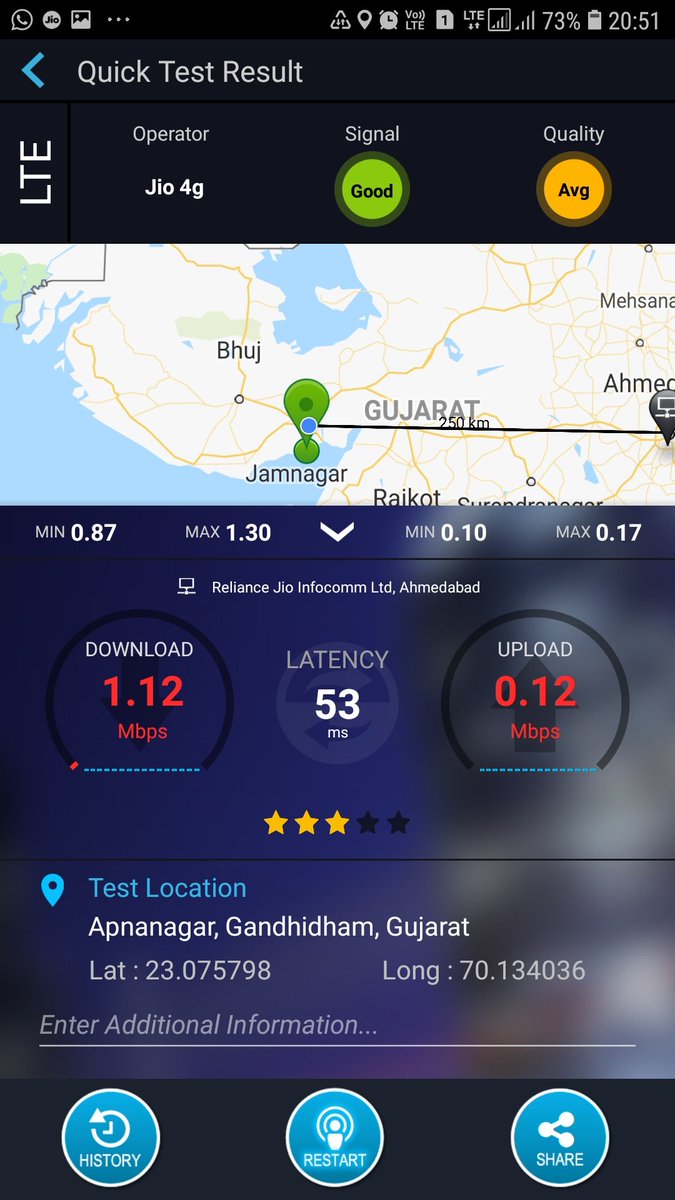 dpvora's tweet photo. See your shameful performence today just now at 8.49 pm @JioCare @reliancejio can you make out the location or not. It's from your own app #NetVelocity hope you trust and believe your own product at least if not subscribers like me. Shame! https://t.co/VrgbpyQyRM