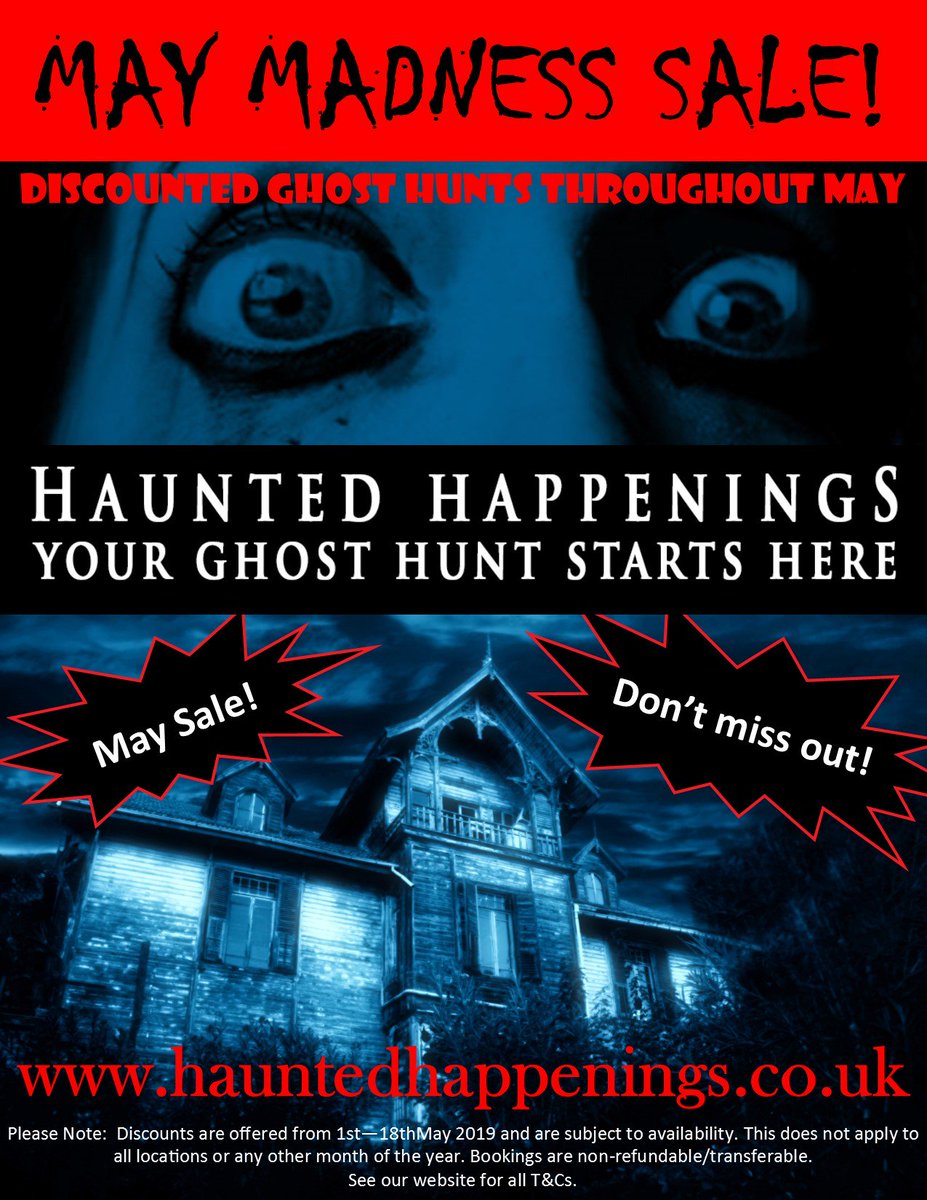 GhostlyWeekends's tweet image. BOOK YOUR MAY GHOST HUNT NOW!

May Madness has arrived and we are bringing you some truly amazing offers. Along with discounted ghost hunts throughout May there are some awesome prizes to be won!

hauntedhappenings.co.uk/offers