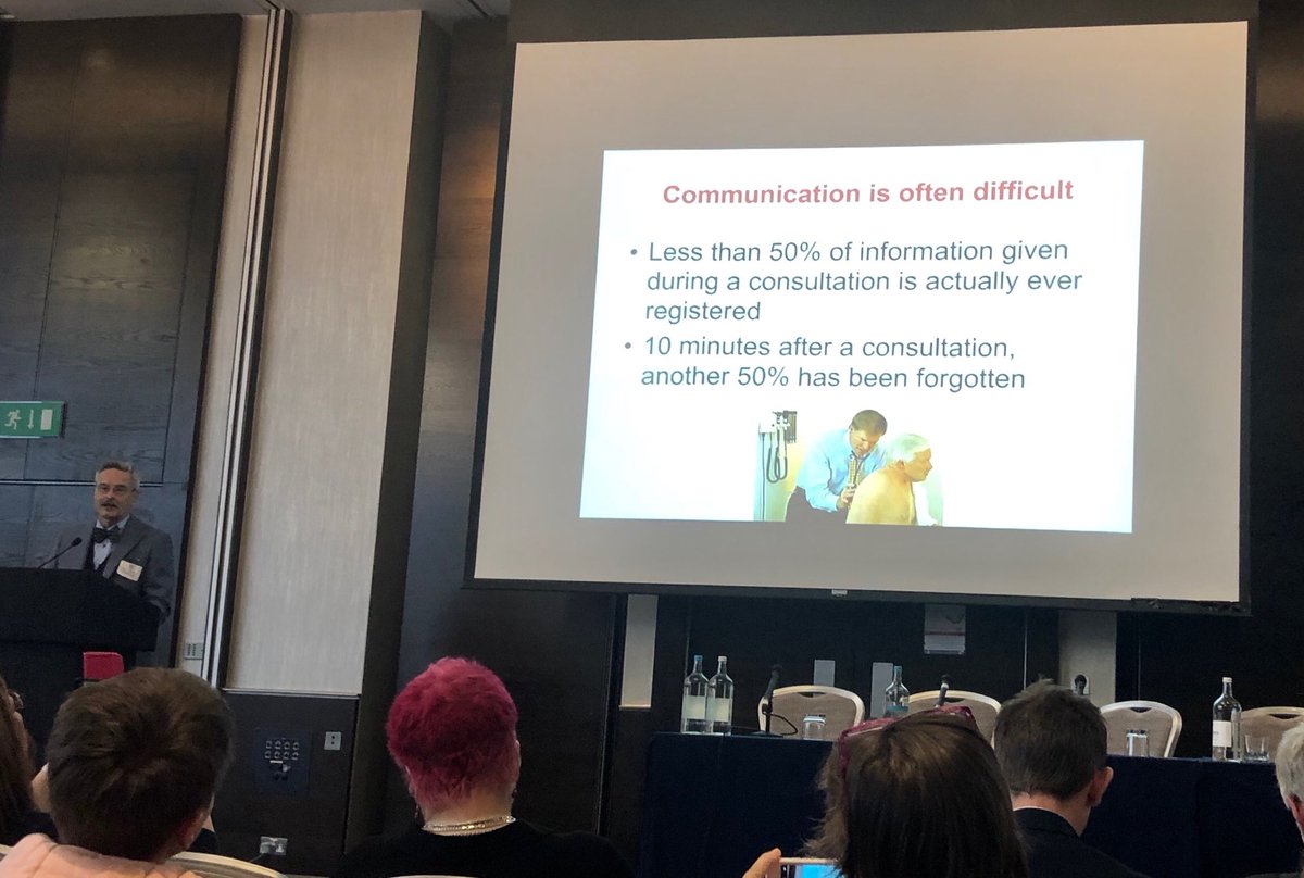 Less than 50% of information is taken in by patients during consultations 🧐 Prof Linton at BPS Annual Scientific Meeting #BPSASM2019