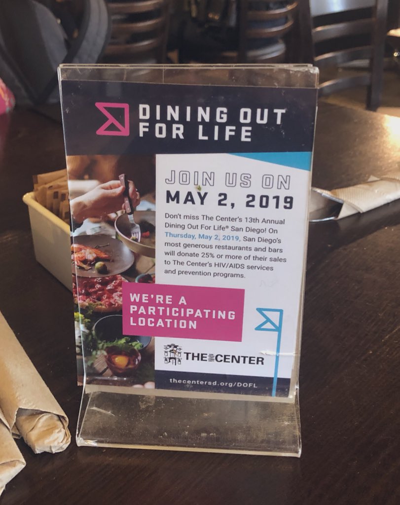 jeremyinbloom's tweet photo. First stop for #DOFLSD - lucky enough to spend it with these two. Be sure to visit one or more of the 70+ restaurants that will support the @LGBTCenter’s HIV/AIDS work today! https://t.co/XXhDnTc6P6 https://t.co/yEkuIwjTsH