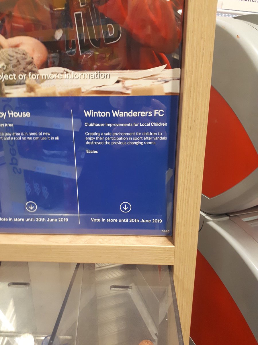 WintonU16Dragon's tweet image. If you are shopping in any of the Salford Tesco’s  - can you please put your coins in and vote for Winton Wanderers fc - thanks 👍🏻