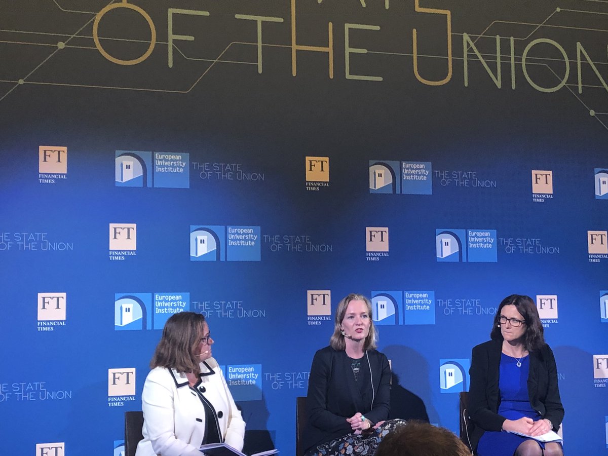 Trade Commissioner @MalmstromEU wants #transparency to be central theme of next Commission. We need to get real says @MarietjeSchaake: The EU needs a higher pace and more ambition if we want to keep up with our competitors. #AllFemalePanel #SOU2019