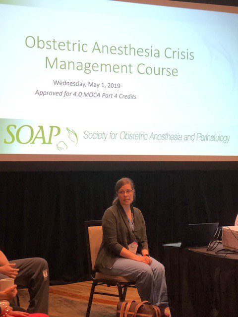 MedSimulation's tweet image. #SOAPAM2019: Dr. Rebecca Minehart (@RDMinehart) &amp;amp; Dr. Erik Clinton lead the #ObAnes Crisis Resource Management Course yesterday! Learn more about our work on the advanced #CRM mnemonic, Name/Claim/Aim©, during Poster Session #1 (9:30AM): ow.ly/YFaH50tUOsy #NameClaimAim