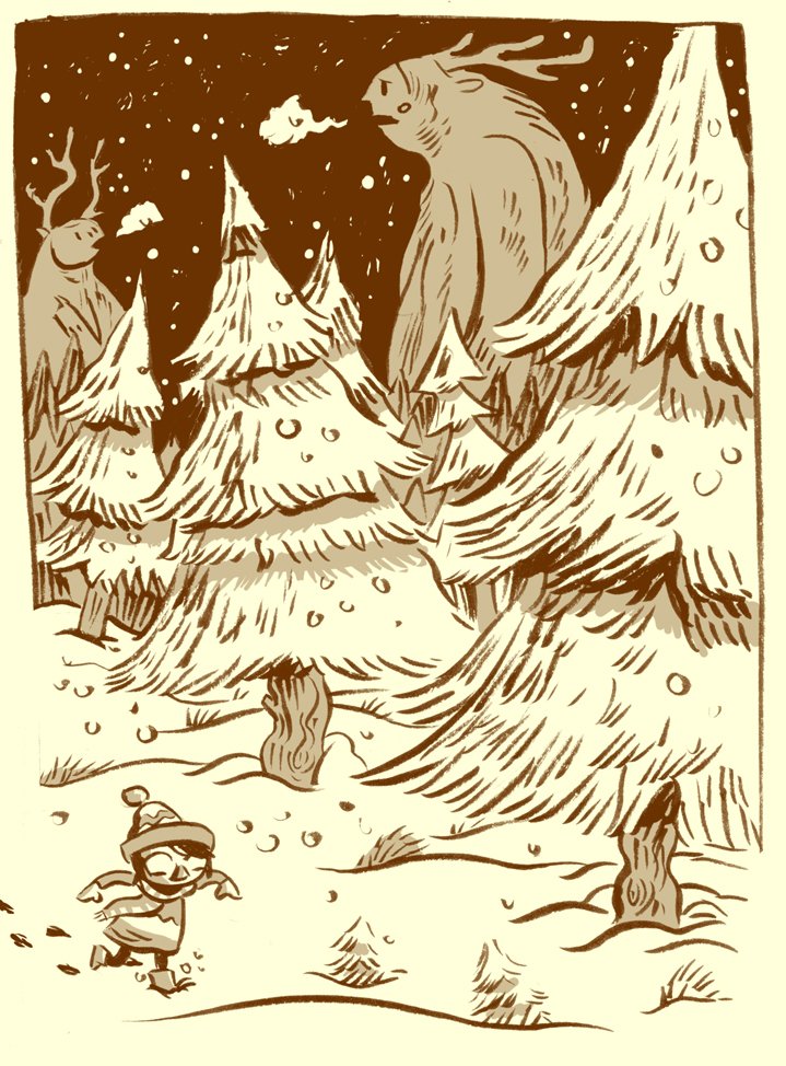 Looking through some really old work. These are all pre-Hilda pictures of stuff that ended up in Hilda in one way or another (a lot of little house vs big thing)