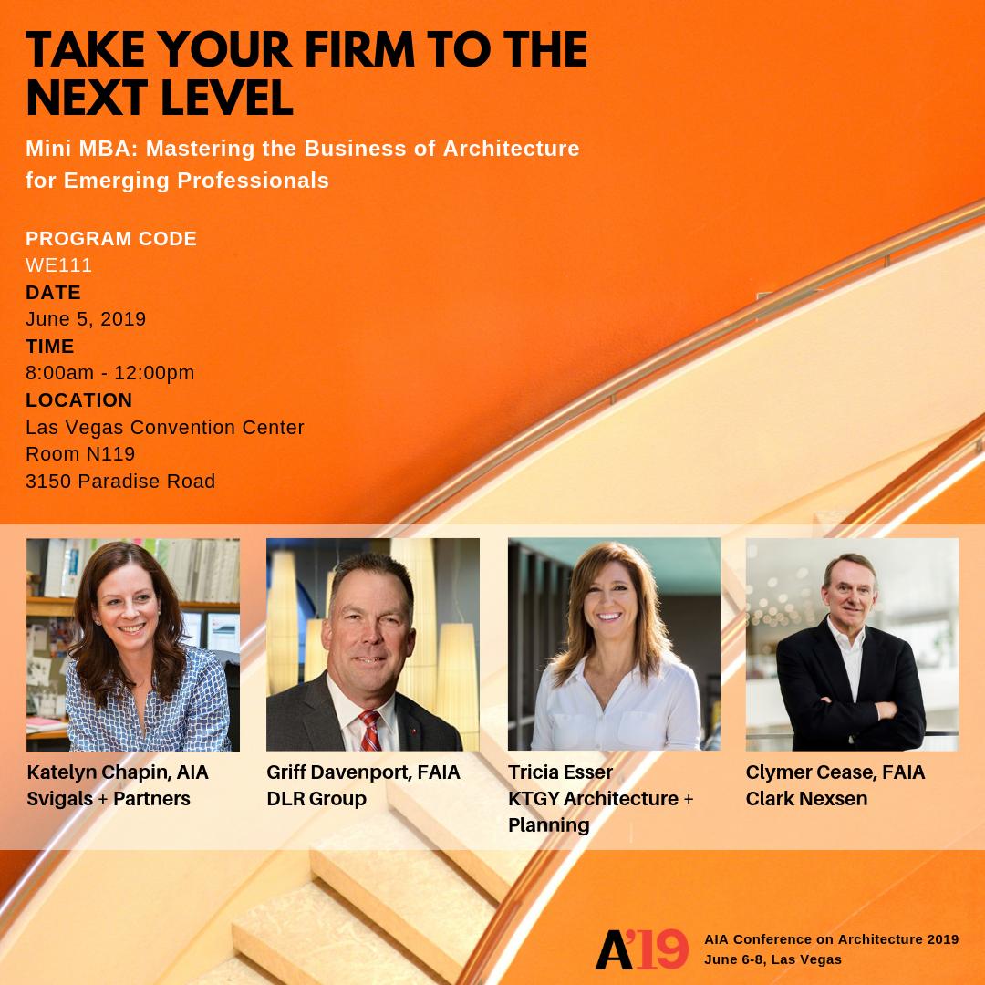 Ready to learn about the business of architecture?! Join the <a href="/AIAYAF/">AIA Young Architects Forum</a> and LFRT leaders in an engaging workshop that guides the next generation of leaders on the business of building a profitable practice. To register, visit the A19 website at: conferenceonarchitecture.com/schedule/#post…
#A19 #MiniMBA