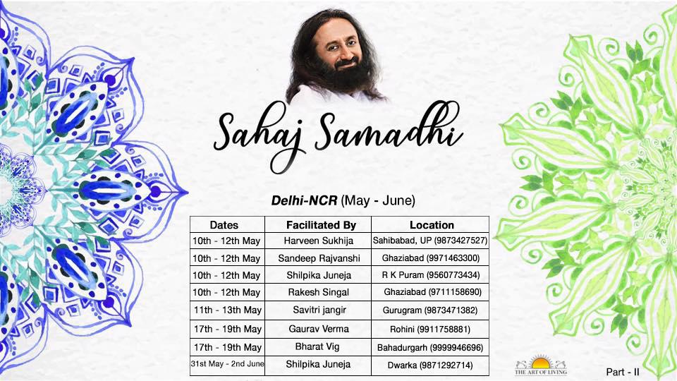 sand_vaswani's tweet image. Soak in waves of bliss this Summer and cool of your heads with #AdvancedPrograms of @ArtofLiving scheduled in #DelhiNCR in the upcoming 3 months. Do share with your #Artofliving friends. @SriSri @ArtOfLivingNTC @rajeshjagasia