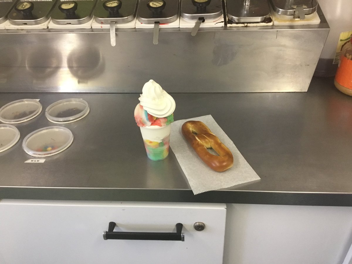 Come out and buy a large WATER ICE or a large GELATI and get a free PRETZEL