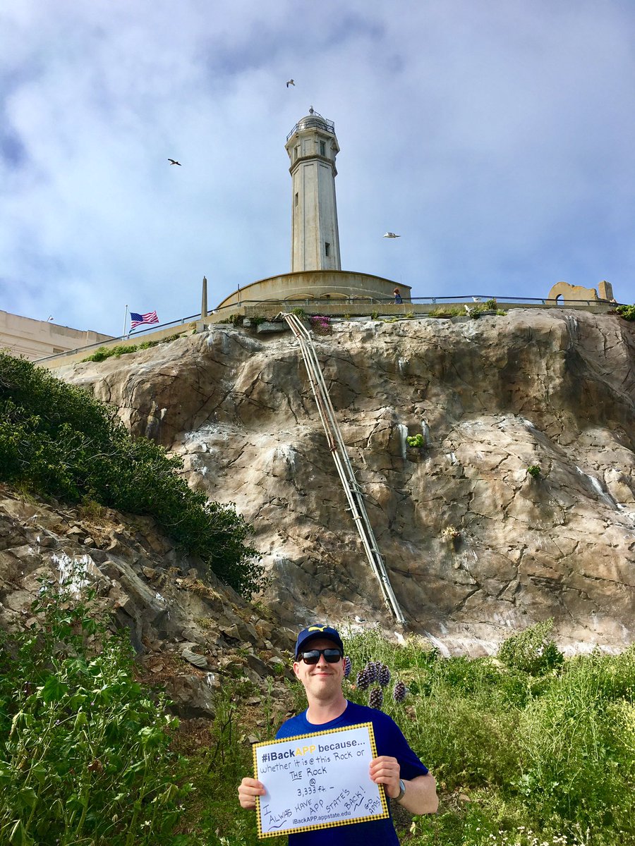 NormCook's tweet image. From one Rock (Alcatraz) on the West Coast, to the REAL Rock (@AppState_FB) in Boone at 3,333ft., I'm all about #ibackAPP day 2019 and you should be too! Head over to alumni.appstate.edu/s/1727/giving/… and show your love now. Halfway in and on our way to a record day...Let's go #APPNation !