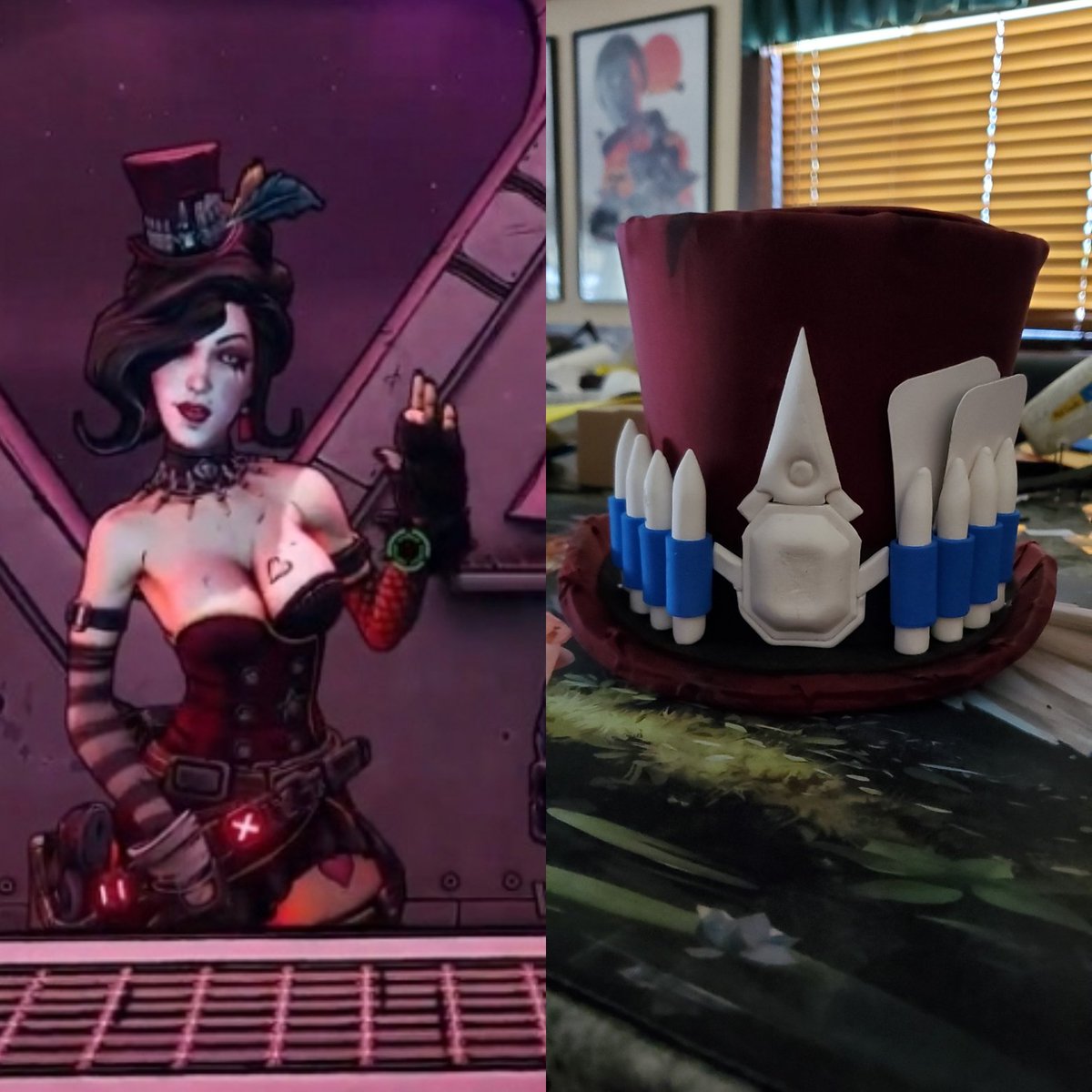 Here's my BL3 Moxxi hat progress, just need some small details and it ...