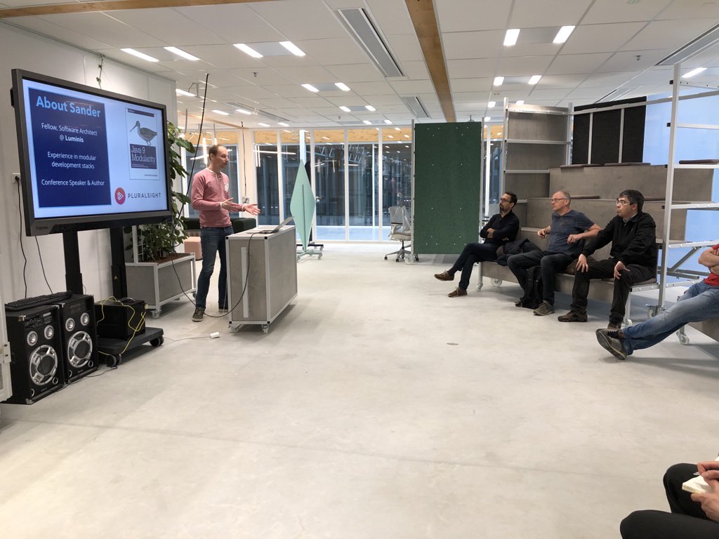 . <a href="/Sander_Mak/">Sander Mak (sander_mak@federate.social)</a> kicking of our meetup “Keeping up with Java,” at the <a href="/Brainport_Ind/">Brainport Industries</a> Campus.