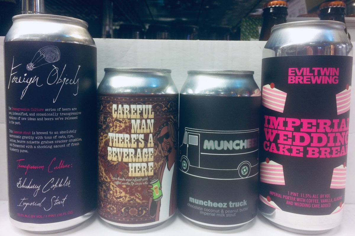 PremierBeer's tweet image. Do you like having a stout for dessert? Then check out some of the newest releases from #ForeignObjects, @Swiftwaterbeer, &amp;amp; @EvilTwinBrewing! They&apos;ve got everything from 🥜+🥥 to ☕️+🎂 stouts!!!