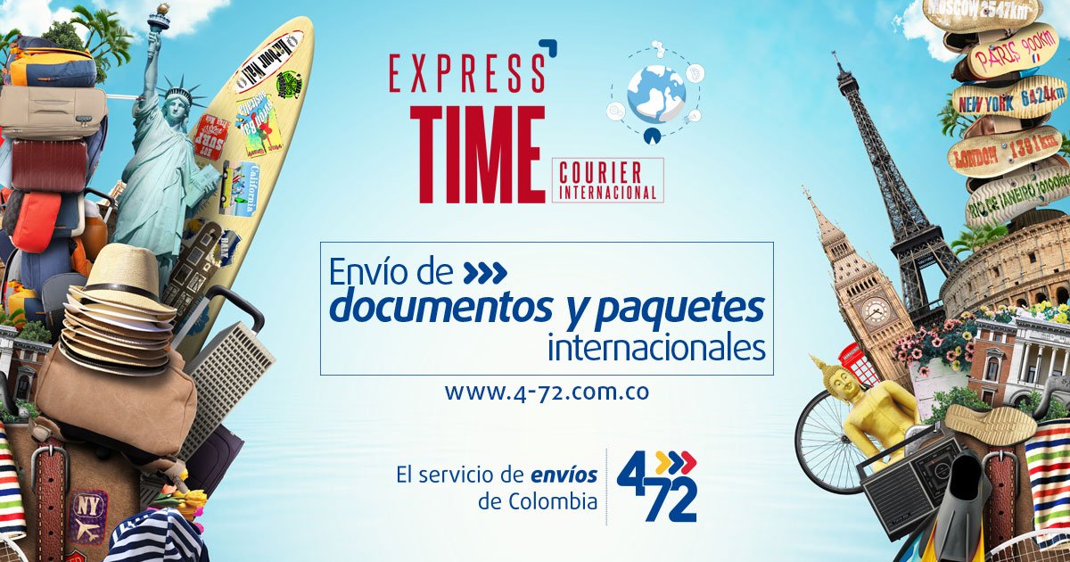 472Colombia's tweet photo. Envía mercancías al exterior de hasta 70kg con un servicio express internacional. #ExpressTime https://t.co/xhJgeGMx3g https://t.co/OrRagfM98w