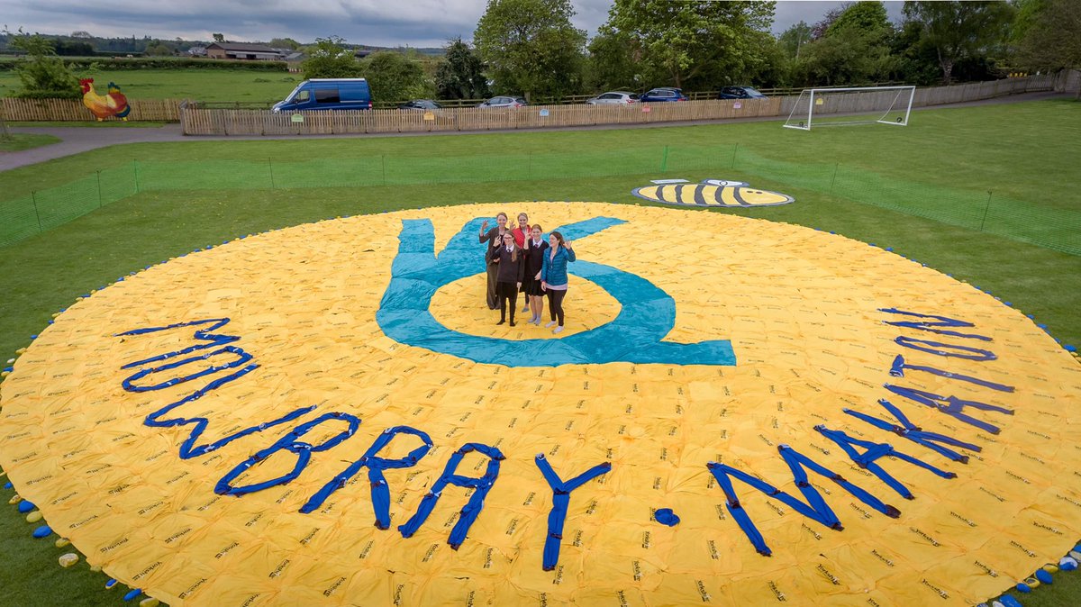 Absolutely over the moon with our land art for <a href="/letouryorkshire/">Tour de Yorkshire 🚴</a>. Thank you so much to <a href="/MowbraySchool/">Mowbray School</a> for letting BUZZ be apart of your design, <a href="/TomWilloughbys/">Tom Willoughby Ltd</a> for donating the materials so I could create our Bee and to <a href="/vue3sixty/">Vue3sixty</a> for getting the drone out! #excited <a href="/Compass_BUZZ/">Barry Harry🛷</a>