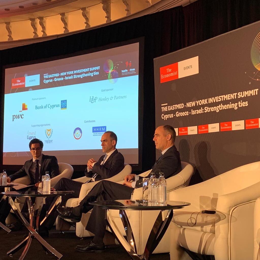 02 May 2019:
The Eastmed- New York Investment Summit. 
#Cyprus - #Greece - #Israel: Strengthening ties

<a href="/CyprusinUSA/">Cyprus Embassy in US</a> 
<a href="/GreeceinNewYork/">Consulate General of Greece in New York</a> 
<a href="/IsraelinNewYork/">Israel in New York</a> 
<a href="/cyprusingreece/">Cyprus in Greece</a> 
<a href="/CyprusinIsrael/">Cyprus in Israel</a>