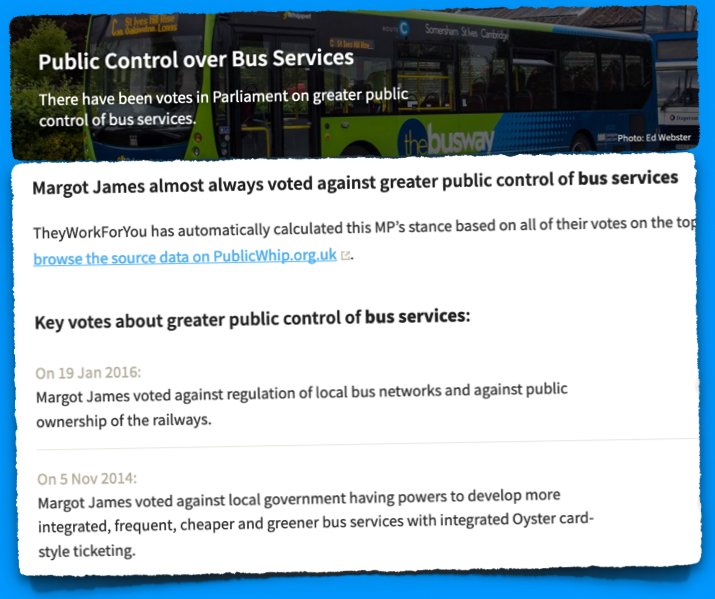Catch me if you can: Stourbridge MP @margot_james_mp voted down plans for more integrated, cheaper and greener council-run bus services theyworkforyou.com/mp/24876/margo…