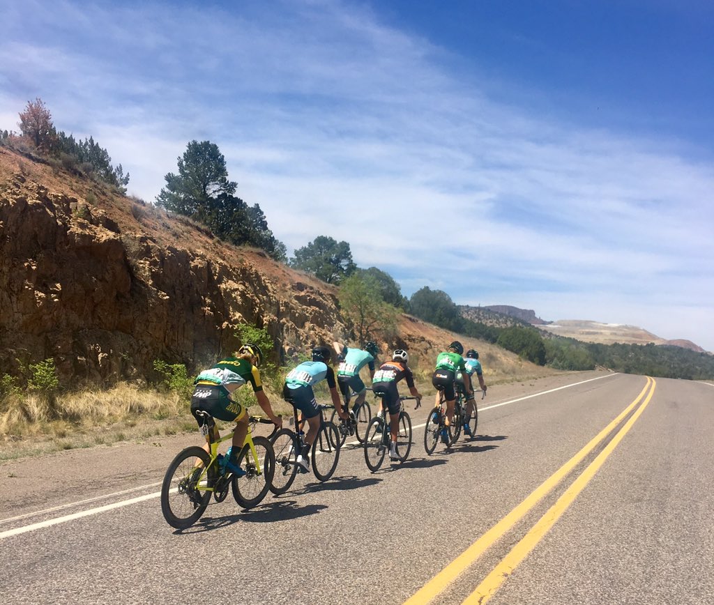 M: Lead group about to get some reprieve with a slight descent and a breeze. 🌬 #Gila2019 #uci #prt