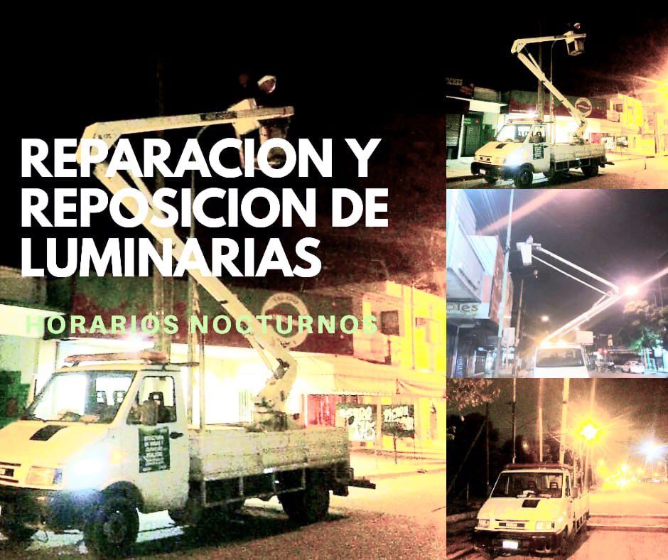sdoyspmerlo's tweet photo. Cuadrillas de la Secretaría de Obras y Servicios Públicos encaran una serie de trabajos programados para reparar y/o mejorar el funcionamiento del sistema lumínico de calles y espacios públicos en principales accesos y casco urbano. https://t.co/PtCieA4uQr