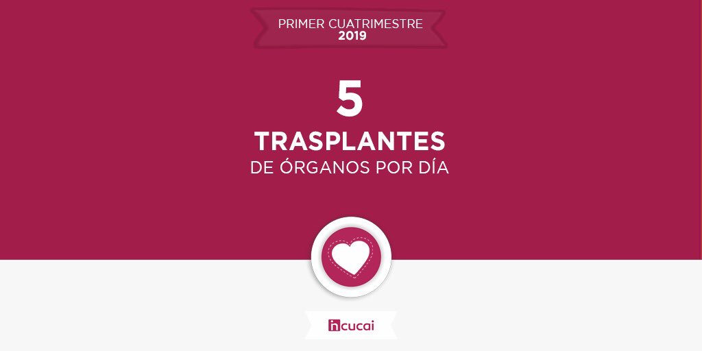 incucaioficial's tweet photo. ¡Un trasplante más por día! En los primeros cuatro meses de 2019 se realizaron 281 procesos de donación de órganos que permitieron que 576 pacientes en lista de espera reciban un trasplante. Son 155 más que los realizados en el mismo período de 2018.👉🏽 https://t.co/Kwv3Mgt3Bv https://t.co/1q43m37bzN