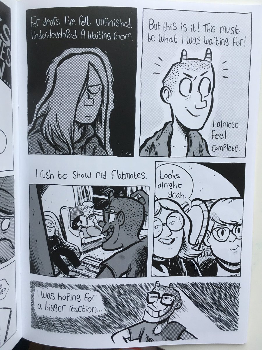 My mini Green Horn arrived!
It's a zine about self confidence but also silly stuff!
It'll be at TCAF, along with my reprints of Werewolf Social Club, little paintings and a few stray pins 
✨?✨ 