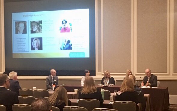 2HarborsConsult's tweet photo. @2HarborsConsult George Z (@georgezack facilitates a panel of #mddap industry participants regarding their experiences in the program. @CMMI_Institute #CapabilityCounts2019 https://t.co/sbY3wiv38P