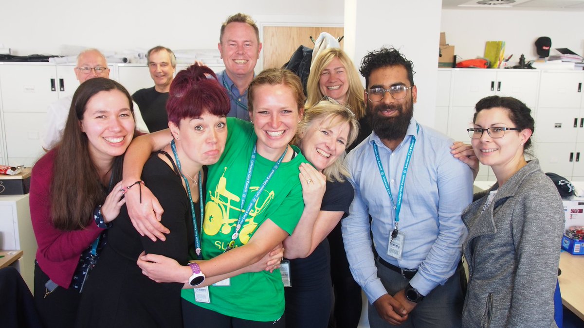SustransEMids's tweet photo. Ahead of her final day working for @sustrans tomorrow, an emotional last day in the office for Miss @nic13jackson as she says goodbye to the @Leicester_News Walking & Cycling Team π ππ https://t.co/jKqUsyYfk5