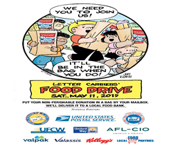 USPSCorpComm's tweet image. Please help letter carriers #StampOutHunger on Saturday, May 11.  Leave
non-perishable food in a bag by your mailbox before your carrier arrives. All
food stays local. 
nalc.org/community-serv….