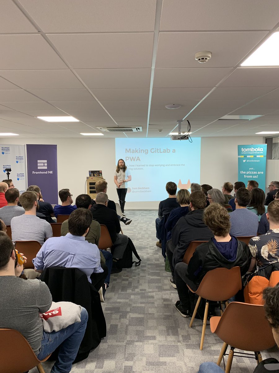 FrontendNE's tweet image. Tonight we have our very own @samdbeckham talking about PWAs in “Making GitLab a PWA”. #frontendne