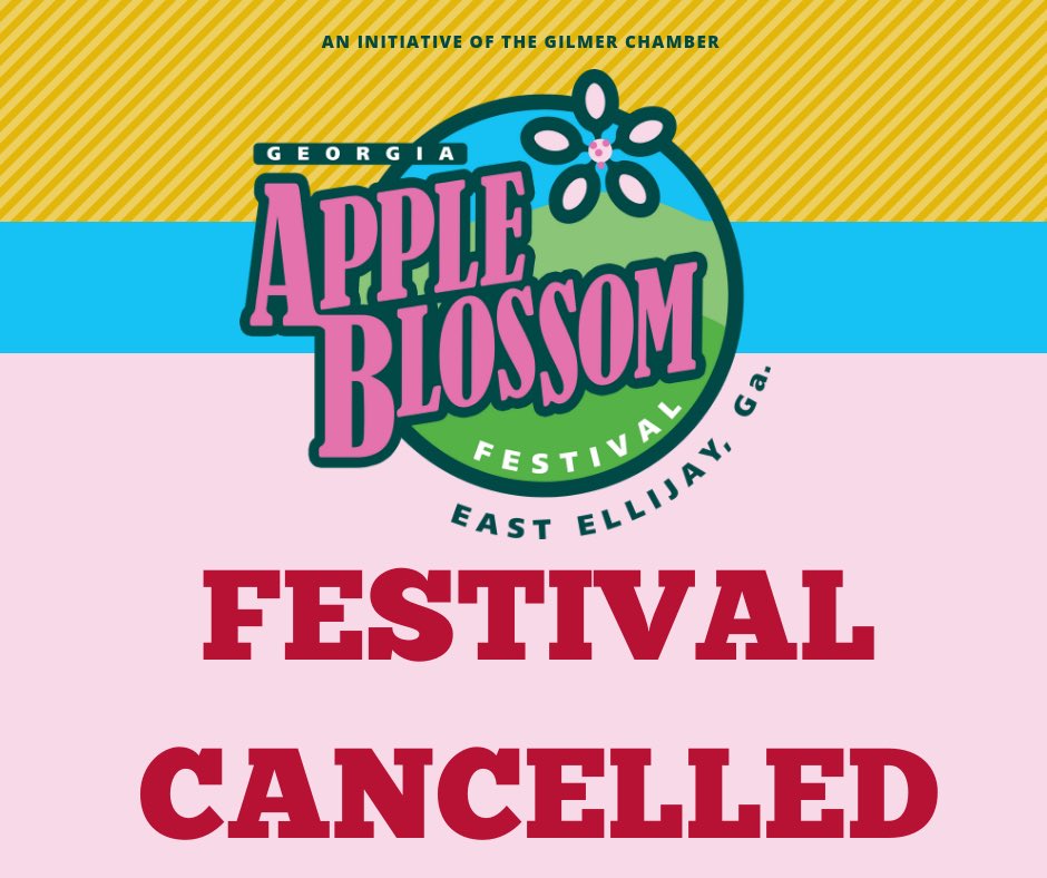 ‼️ After consulting with local officials and Emergency Management, we have made the difficult decision to cancel this year’s Georgia Apple Blossom Festival. The safety of our vendors and patrons is of the utmost importance as well as the protection of personal property. ‼️