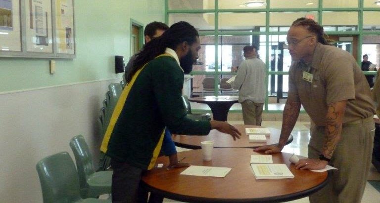 CivicNE's tweet photo. If you fully pay your debt to society, you deserve to fully participate in your democracy. Team Voting Rights recently attended a re-entry fair at #McCookNE's Work Ethic Camp to help inmates understand when they will be eligible to get their right to vote restored. https://t.co/8U0ktLK4Ak