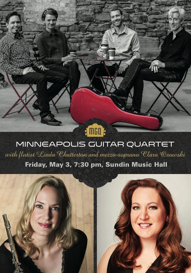 Tune in to <a href="/ClassicalMPR/">YourClassical MPR</a> today at 3:15 to hear a preview of the <a href="/MplsGuitarQt/">Minneapolis Guitar Quartet</a> and my Friday concert! Concert features the #WorldPremiere of a Leo Brouwer piece for #flute and #guitar quartet and a new @MaryEllenChilds work with mezzo Clara Osowski.