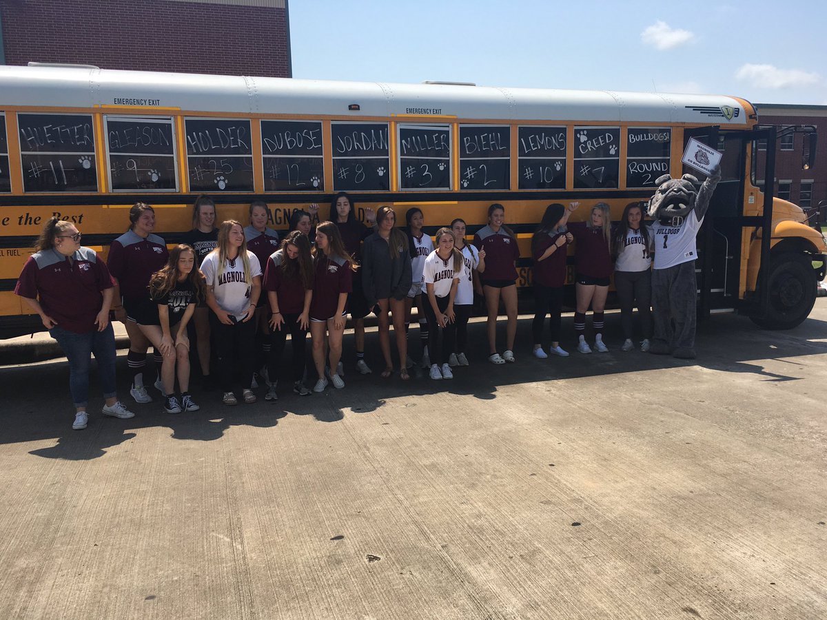 magnolia_cheer's tweet photo. Spike is ALL IN for our softball team heading to Round 2 of the playoffs! Good luck ladies. 🐶🐾 #ALLINMHS #MHSGoDogs https://t.co/PPgdFUv1rt