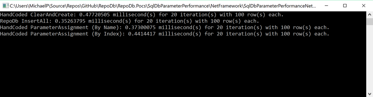 mike_pendon's tweet image. With the #compiled expressions for #InsertAll. #RepoDb #HybridORM #Fastest