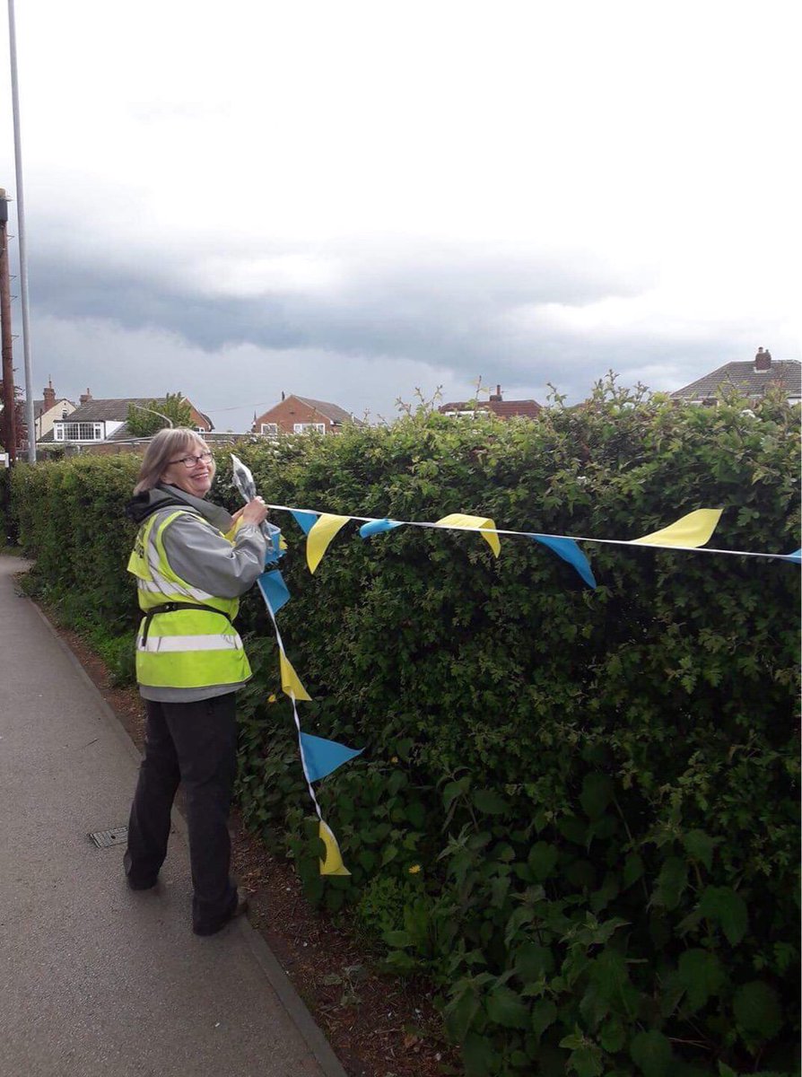 Garforth Bloomers helping with the bunting #Garforth #tdy19