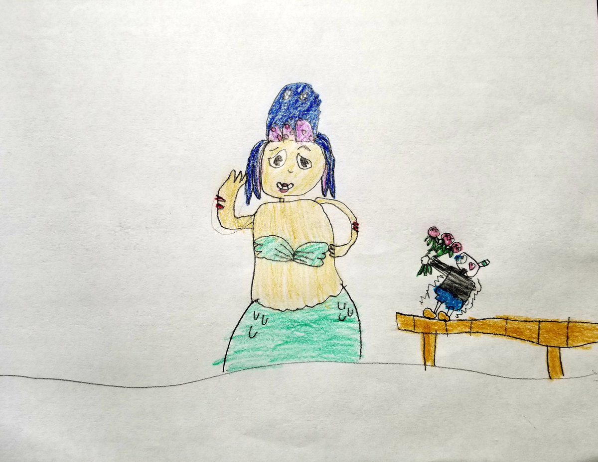 April's first attempt at drawing Mugman and Cala Maria! .

#AprilRaesart #5yearold #drawing   #cuphead  #calamaria #mugman #mugmanxcalamaria  #cala_maria #calamariafanart #calamariacuphead #artshare  #FanGirl #fandom #fanart #mermay #mermay2019