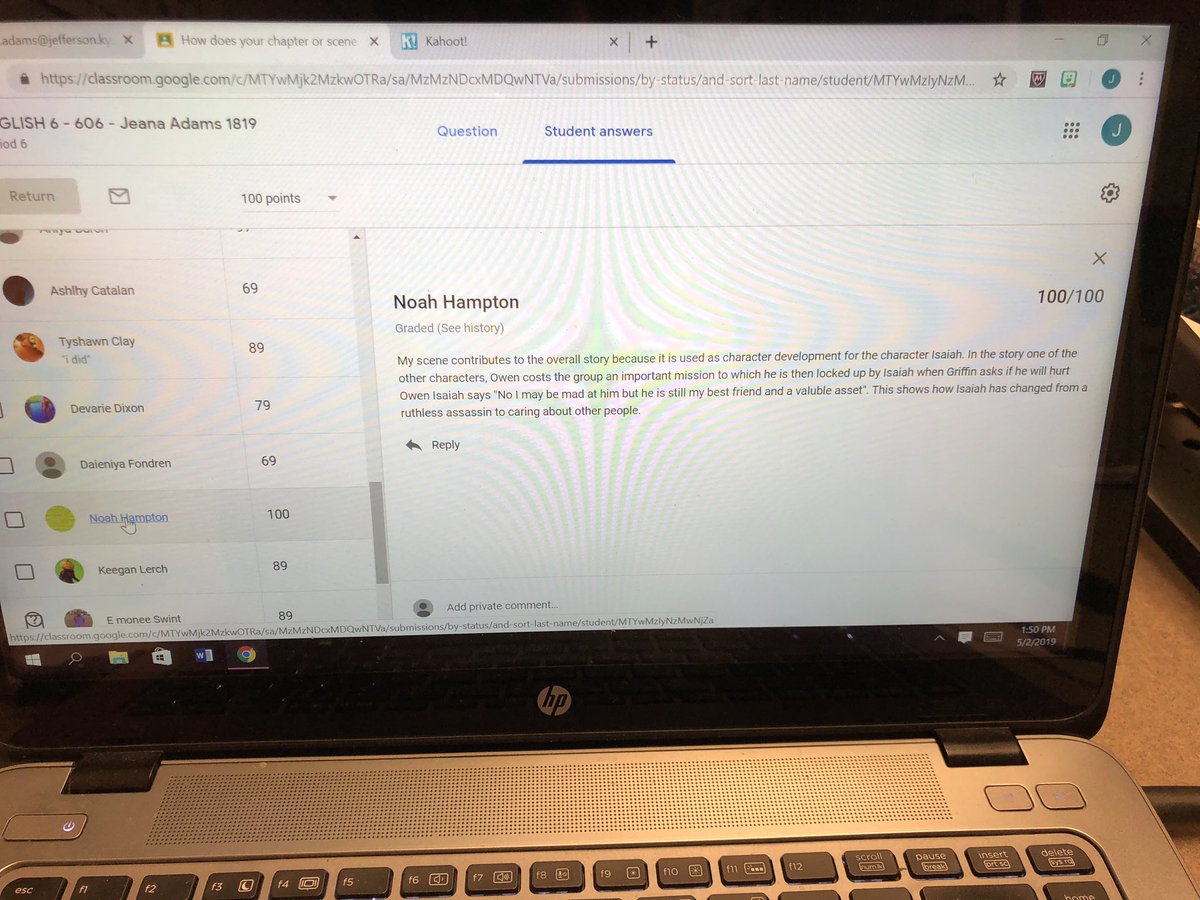 shepherd_jeana's tweet photo. Great day! Deep, collaborative discussions using Google Classroom and a review game! https://t.co/hPtLnwUlKl