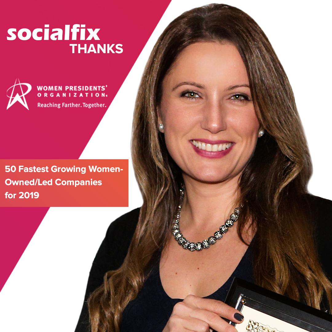 socialfixMedia's tweet photo. What's it like being on a list amongst fierce, innovative, women-owned businesses who are transforming their industries?
Socialfix is ecstatic to be on the list of @WomenPresidents list of 50 Fastest Growing Women-Owned/Led Companies for 2019.
#iam50fastest #WomensPresidents https://t.co/6fUKdBub26