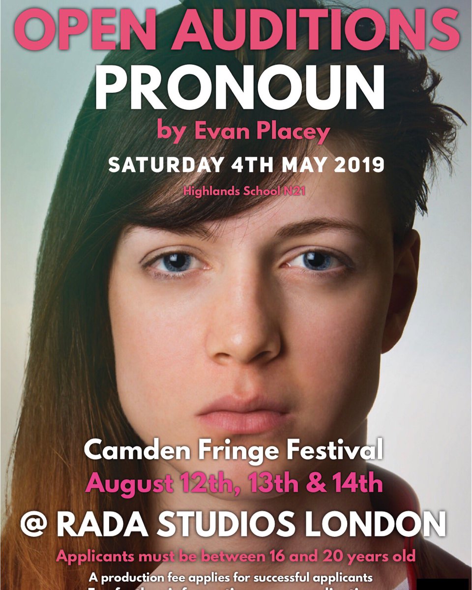 Are you an aspiring young actor? Want to add credits to your CV? Want to perform at the worlds most famous Drama School? Come along this Saturday from 2-4pm at Highlands School N21