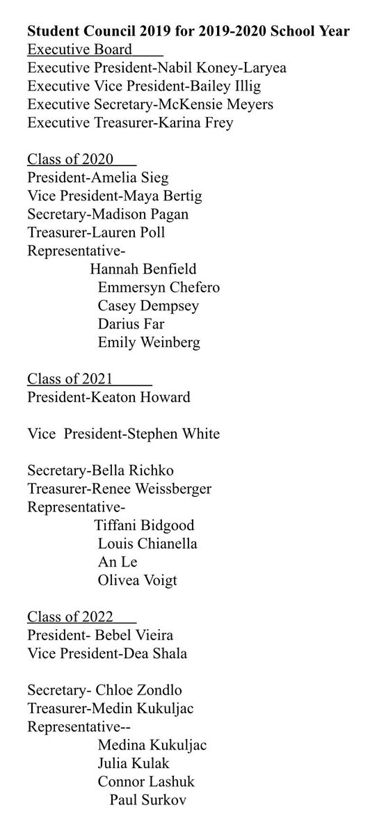 JWMHS_cortier's tweet photo. Congratulations to the 2019-2020 Student Council Officers for the class of 2020-2022. We can’t wait to see how you continue to be #BuiltForExcellence. https://t.co/1auiVOZmDB