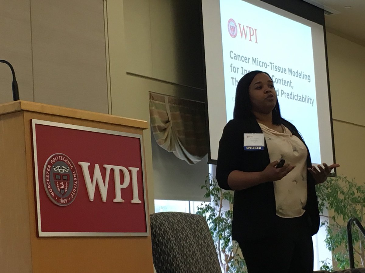 BilliarLab's tweet photo. Prof Whittington presents on cancer modeling at the Advanced Biofabrication Symposium - go Catherine! #WPIBiomfg, #wpibme https://t.co/UdEAbluOr7
