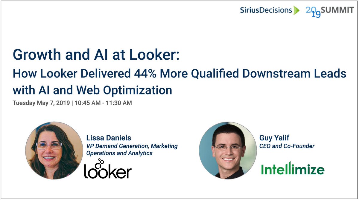 gyalif's tweet image. Are you a b2b marketer who wants to drive more SQLs for your sales team? If so, please join @LookerData's Lissa Daniels and me at @siriusdecisions' Summit next week where Lissa will share some ground breaking work she and her team have done #SiriusDecisions