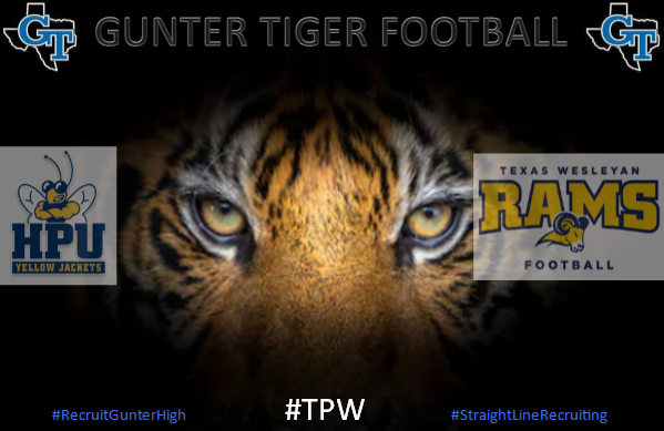 gunter_football's tweet photo. Gunter Tiger Football thanks @fedoras_rule of @TexasWesleyan & @CoachGipson11 of @hpusports for stopping by to see our prospects. Come see some great @GunterHSTigers and find out why we are "The best hour of recruiting you will spend in North Texas." #RecruitGunterHigh https://t.co/tb81h9dRj0