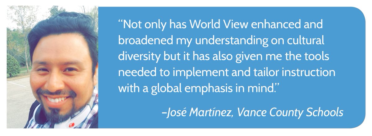UNCWorldView's tweet image. Our May Educator Spotlight is on José Martínez, a superstar educator from @VanceCoSchools. Read more about the work he does with Vance's ESL and Migrant Education Programs at worldview.unc.edu/in-the-spotlig… @vcs_esl