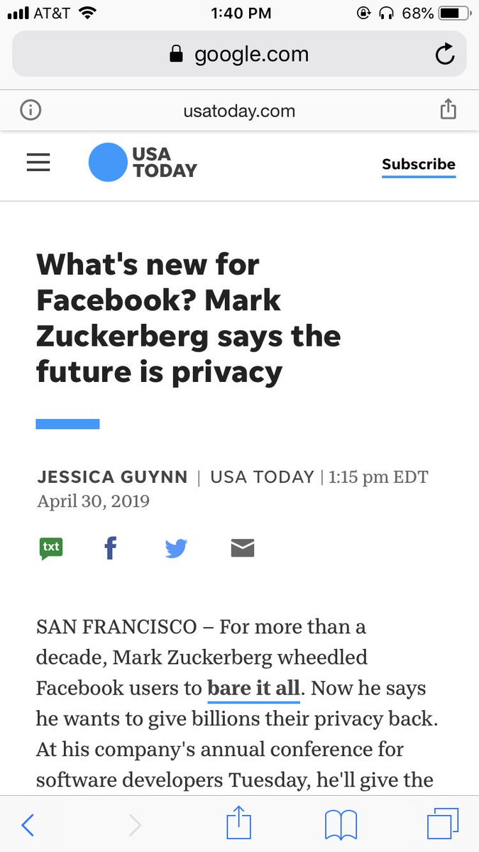 uamc101's tweet photo. Looks like facebook is trying to repair their sketchy privacy image by releasing a public statement on upping their privacy in 2019. Hint: I don’t think they’re fooling anyone... #UAMC101 https://t.co/GF58lgn4Rg