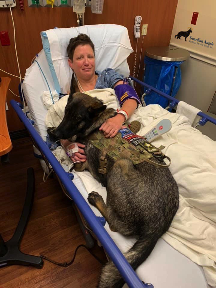 MediServiceDogs's tweet image. Update on Recipient Natalie after surgery: 
&quot;Now the hard part; do what the Dr. says! I will beat this &amp;amp; be stronger &amp;amp; better! My 2 heroes were right at my side- hubby Brian &amp;amp; my awesome  #ServiceDog Bugg!
Thanks for your support &amp;amp; prayers&quot;-Natalie
Nat, you&apos;ve got this!💙😊🐾