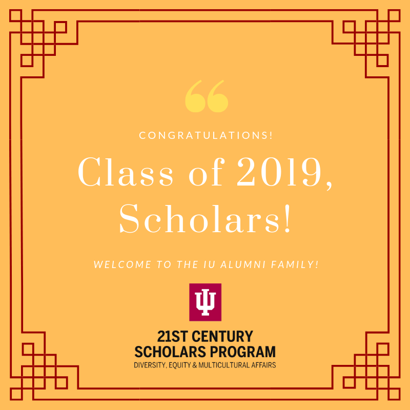 IUB21CS's tweet image. OFFICIAL: The IU 21st Century Scholars Program congratulates our 450+ Scholars who will graduate THIS Saturday, May 4, 2019 from @IUBloomington!! We are so proud of you!!! Welcome to the @IUAA family! @IU_OVPDEMA @IUBProvost @learnmorein @IndianaUniv go.iu.edu/21st