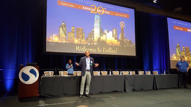 'Dr. Holmes warming up to open the 20th Annual Meeting of the American Society of Breast Surgeon’s Meeting, Dallas, TX.”⁦@ASBrS
 #ASBrS19 #breastcancer #breastsurgeons #DRHOLMESMD #2019CHAIR #WelcometoDallas #DALLAS