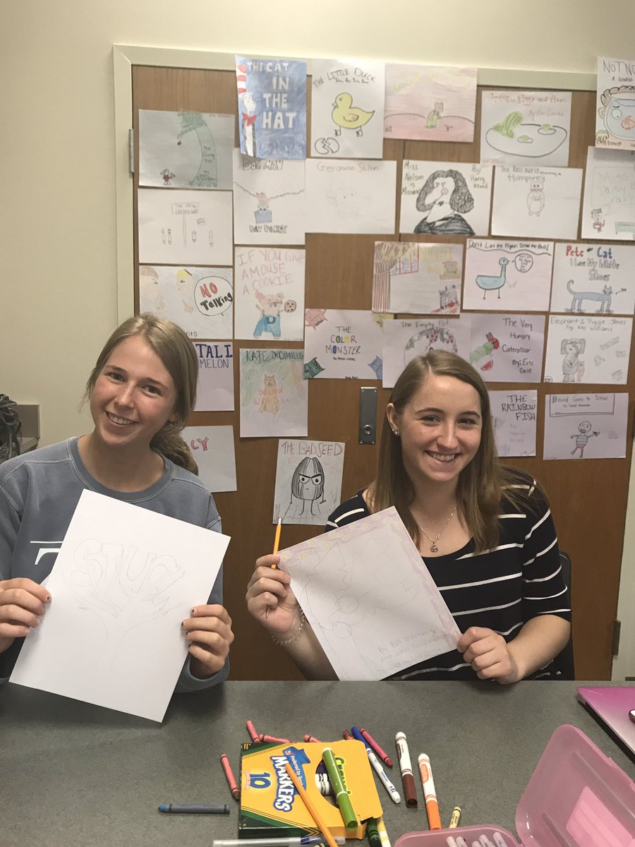 DrSDougherty's tweet photo. Last class wrap-up activities. Early literacy word wall and favorite book display. Off you go, ELD 307! @RiderCEHS @mgcjusa @sharonjsherman https://t.co/mHt9o0Asll
