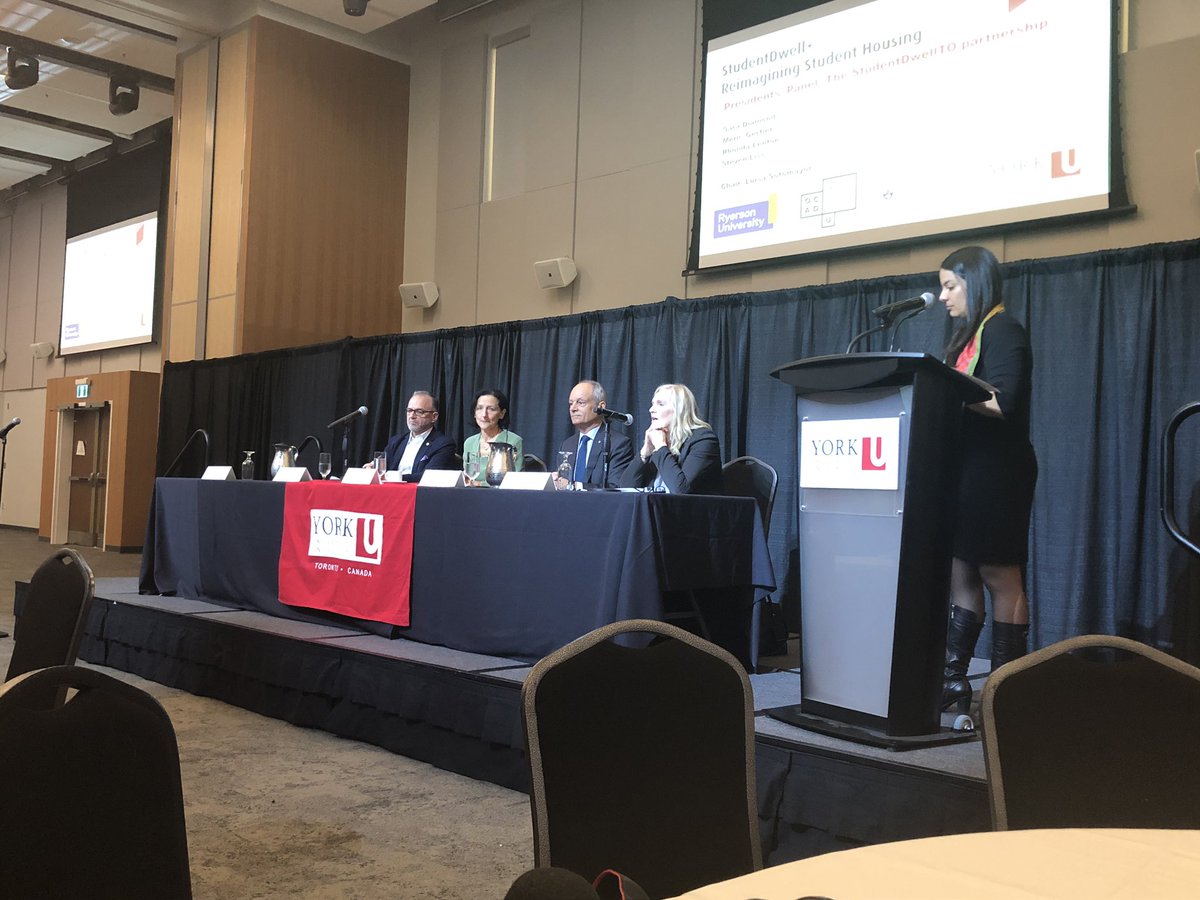 YorkUPresident's tweet photo. Enjoyed the opportunity to welcome university leaders from the other Toronto universities to #YorkU to discuss @StudentDwellTO, and how universities are working together and collaborating with other sectors to better understand and support the housing needs of our students. https://t.co/T26JSyID26